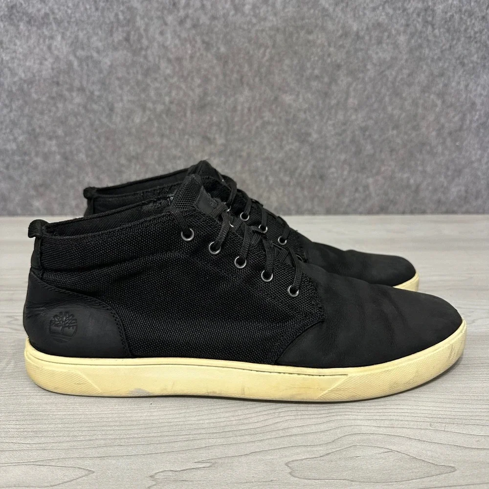 Timberland Davis Square Chukka Mens Size 12 Black Leather Canvas Boots